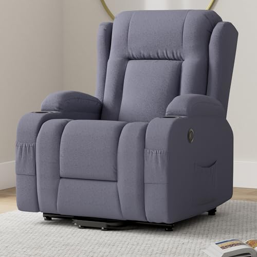 Best Choice Products Modern Linen Electric Power Lift Chair, Recliner Massage Chair, Adjustable Furniture for Back, Legs w/ 3 Positions, USB Port