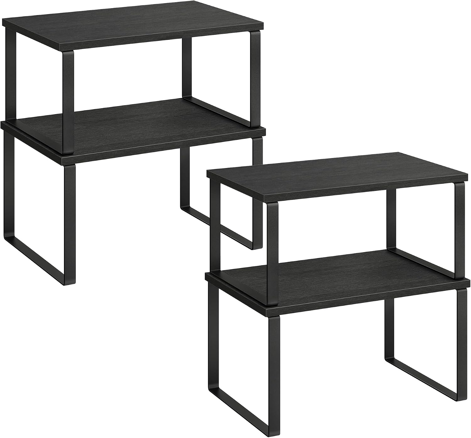 SONGMICS Cabinet Organizer Shelf, Set of 4 Kitchen Counter Shelves, Kitchen Storage, Spice Rack, Stackable, Expandable, Metal and Engineered Wood