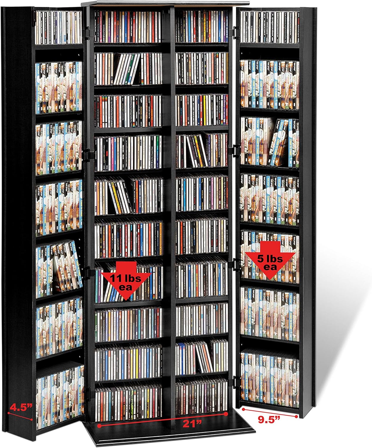 Prepac Grande Locking Media Storage Cabinet with Shaker Doors Storage Cabinet, Black
