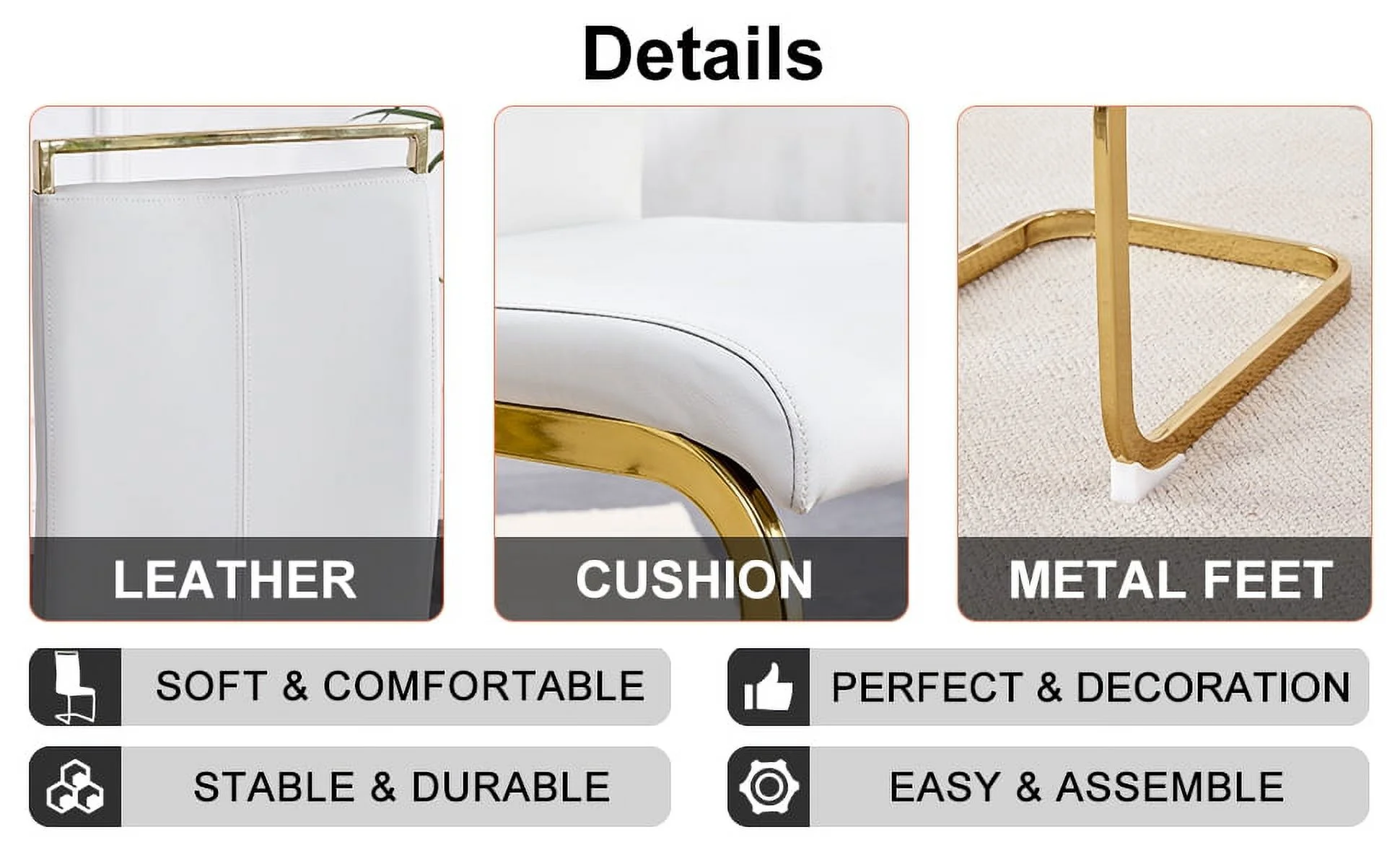 5 Piece Round Dining Table Set, Atumon Kitchen Dining Table with 4 White PU Leather Chairs, Modern Dining Room Set for 4