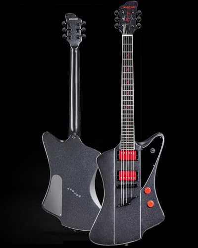 WestCreek Mirage Solid Body Electric Guitar, Mahogany Body, Maple Neck, Ebony Fretboard, Rounded End Frets, Bone Nut, 24 Frets (Black)