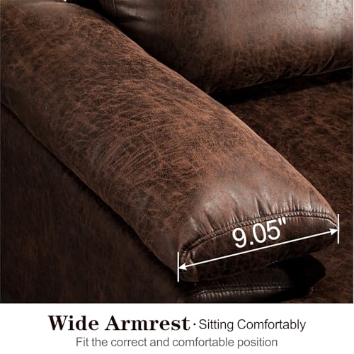 ovios 97.6" L Shaped Sofa Couch with Convertible Chaise, Reversible Sectional Sofas, Modern Mid-Century Suede Leather 3-Seat Couches for Living Room
