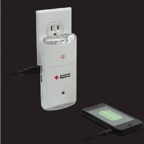 The American Red Cross Blackout Buddy Charge Emergency LED Flashlight, Blackout Alert, Nightlight and Phone Charger, 2-Pack, RCB