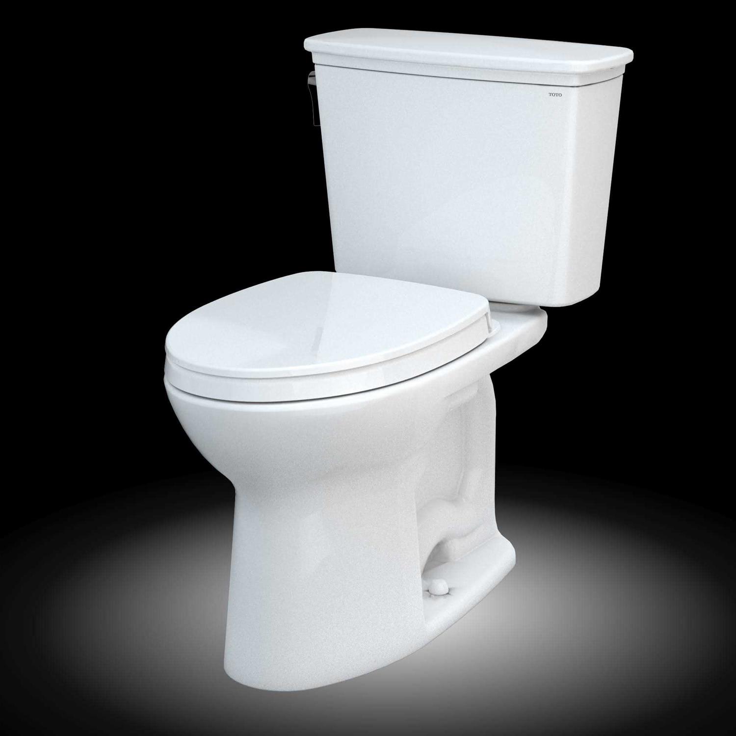 Toto Drake Transitional Two-Piece Elongated 1.28 GPF Tornado Flush Toilet with Cefiontect and SoftClose Seat MS786124CEG#01