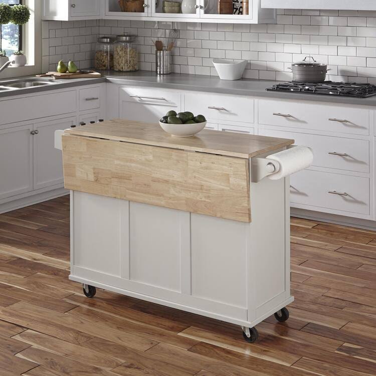Home Styles Liberty Kitchen Cart with Stainless Steel Top White