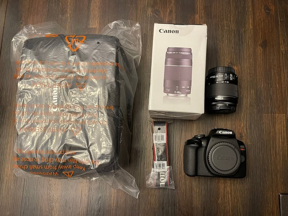 Canon EOS Rebel T7 DSLR Camera2 Lens Kit with EF18-55mm + EF 75-300mm Lens, Black