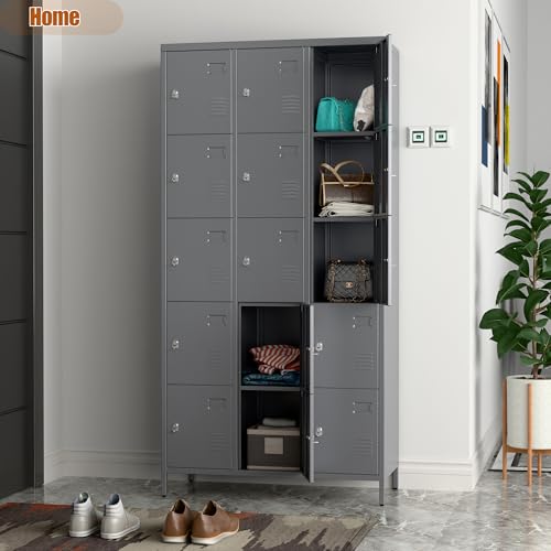 6 Door Metal Storage Locker 18 Hooks,Metal Locker for Employees with Lock for School Garage Office Gym Bedroom,Assembly Required