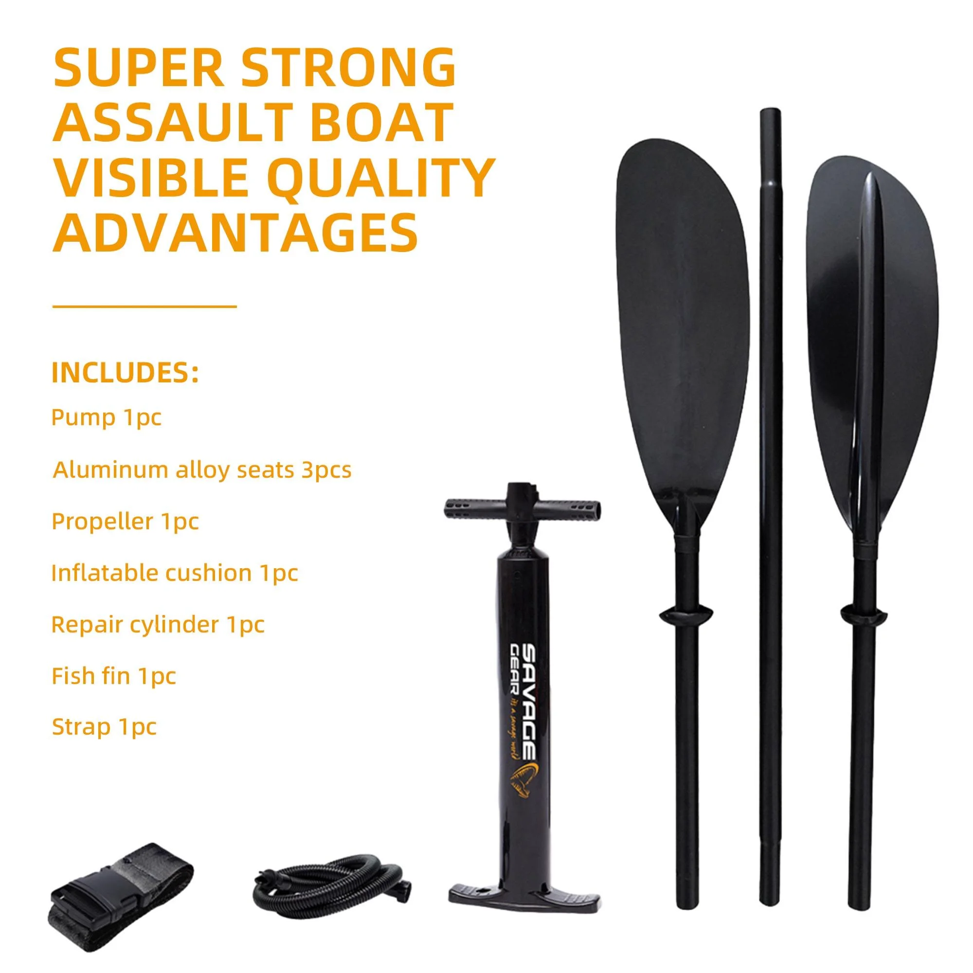 2 Person Inflatable Kayak, Fishing PVC Kayak Boat, Inflatable Boat Rescue Rubber Rowing Boat with Pump, Aluminum Alloy Seat, Paddle, Inflatable Mat