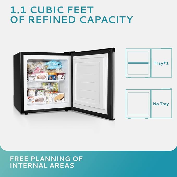 EUHOMY 3.5 Cu.Ft Chest Freezer with Removable Basket, Small Deep Freezer Adjustable 7 Thermostat, Quiet Mini Freezer Free-Standing Top Door