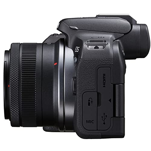 Canon EOS R10 24.2MP Mirrorless Camera with 18-45mm Lens, 64GB Ultra Memory Card, Video Light, Microphone, Filters, U-Grip, Case, Lenses