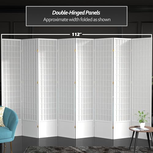Red Lantern 7 ft. Tall Window Pane Shoji Screen-White-3 Panels Room Divider