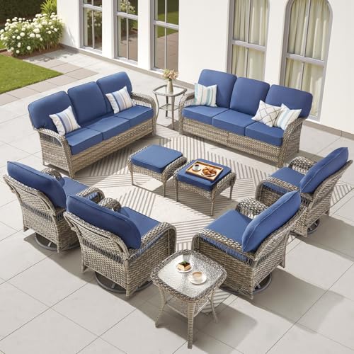 7 Pieces Outdoor Furniture Set with Swivel Chairs