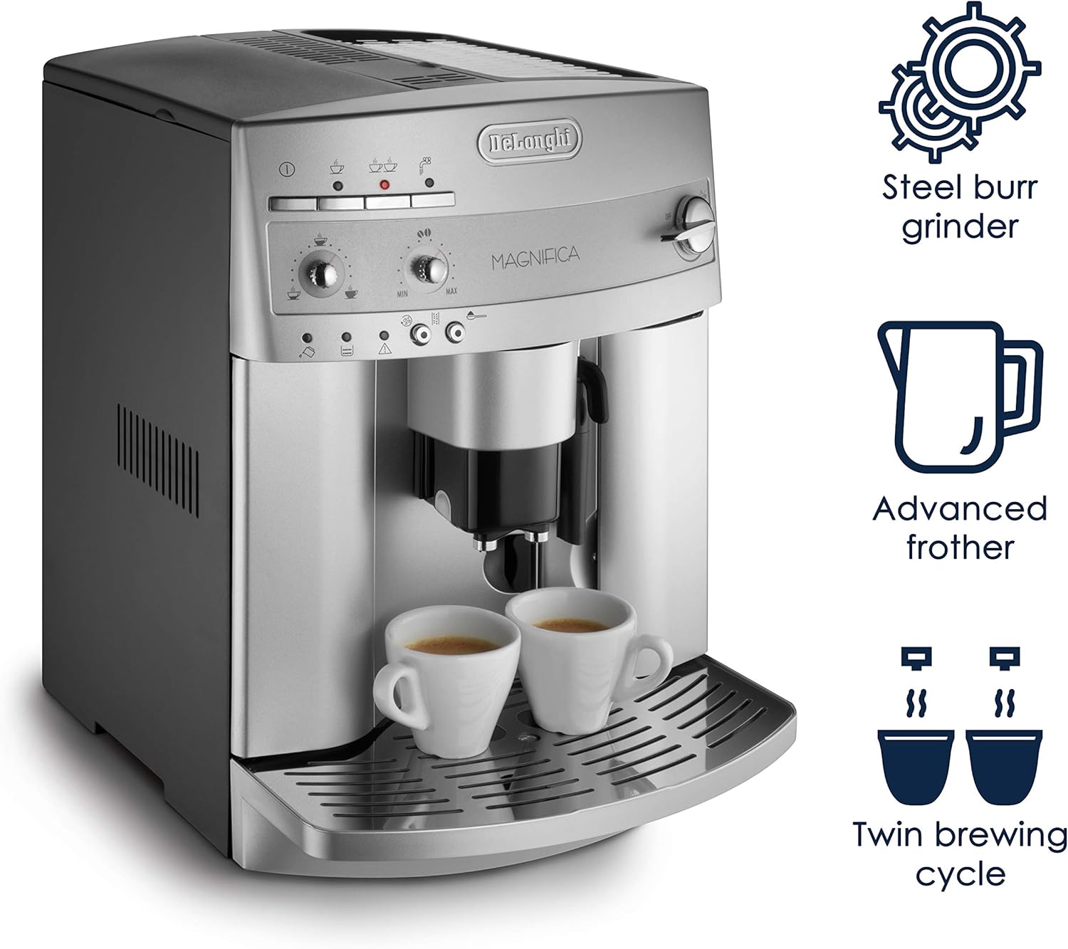 De'Longhi ESAM3300 Magnifica Super Automatic Espresso & Coffee Machine, Silver