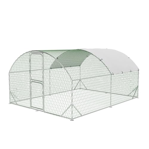 Large Metal Chicken Coop with Run,9.8×13.1×6.6ft Walk-in Poultry Cage