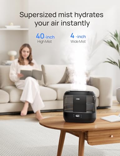 Dreo Smart Humidifiers for Bedroom, Top Fill 4L Cool Mist Humidifier with Nightlight, 32H Runtime, Touch/APP/Voice Control
