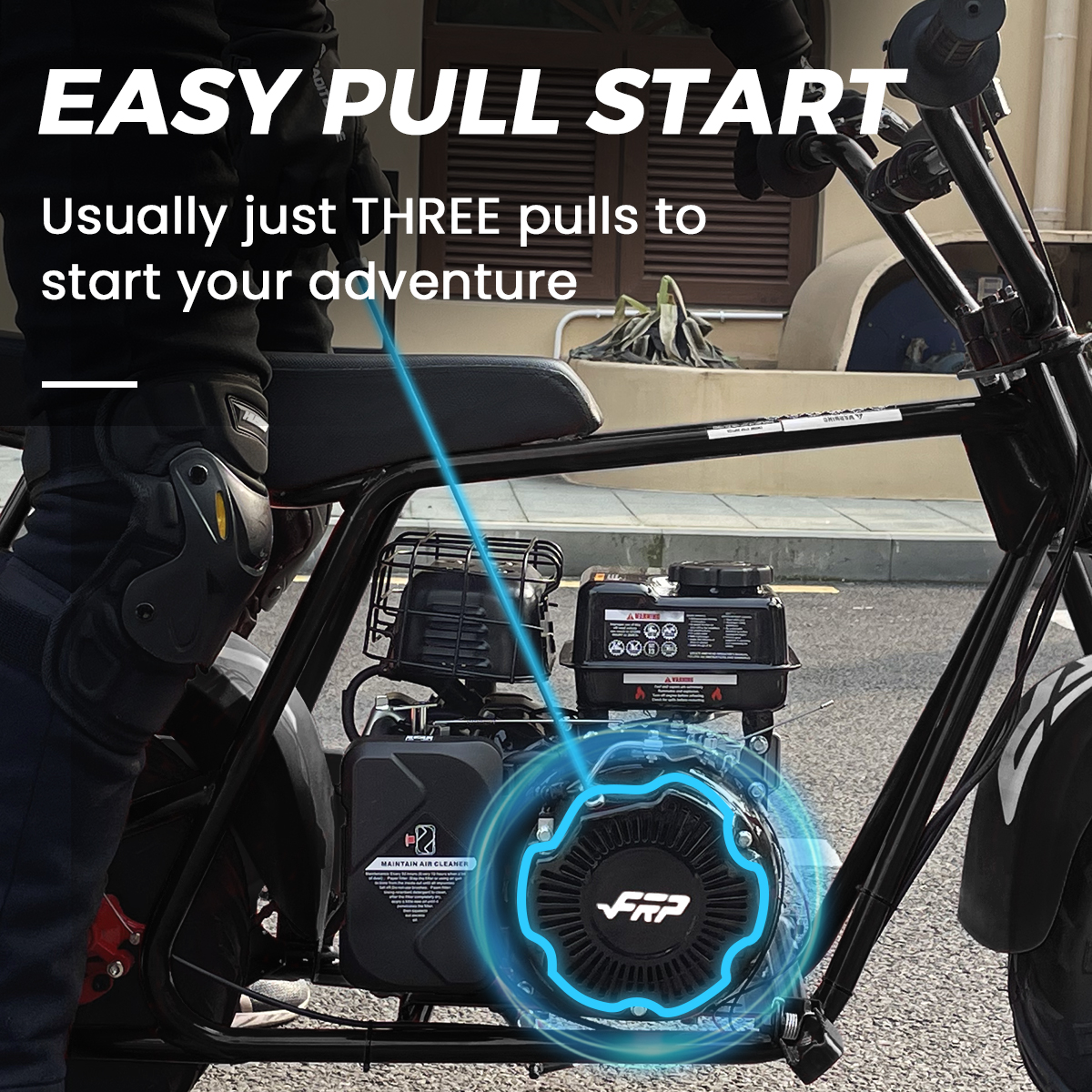 FRP GMB100 Mini Bike, 99CC 4-Stroke Mini Bikes for Adults, Gas Powered Mini Dirt Bike, Off-Road Motorcycle W/LED Headlight and Neck Gaiter