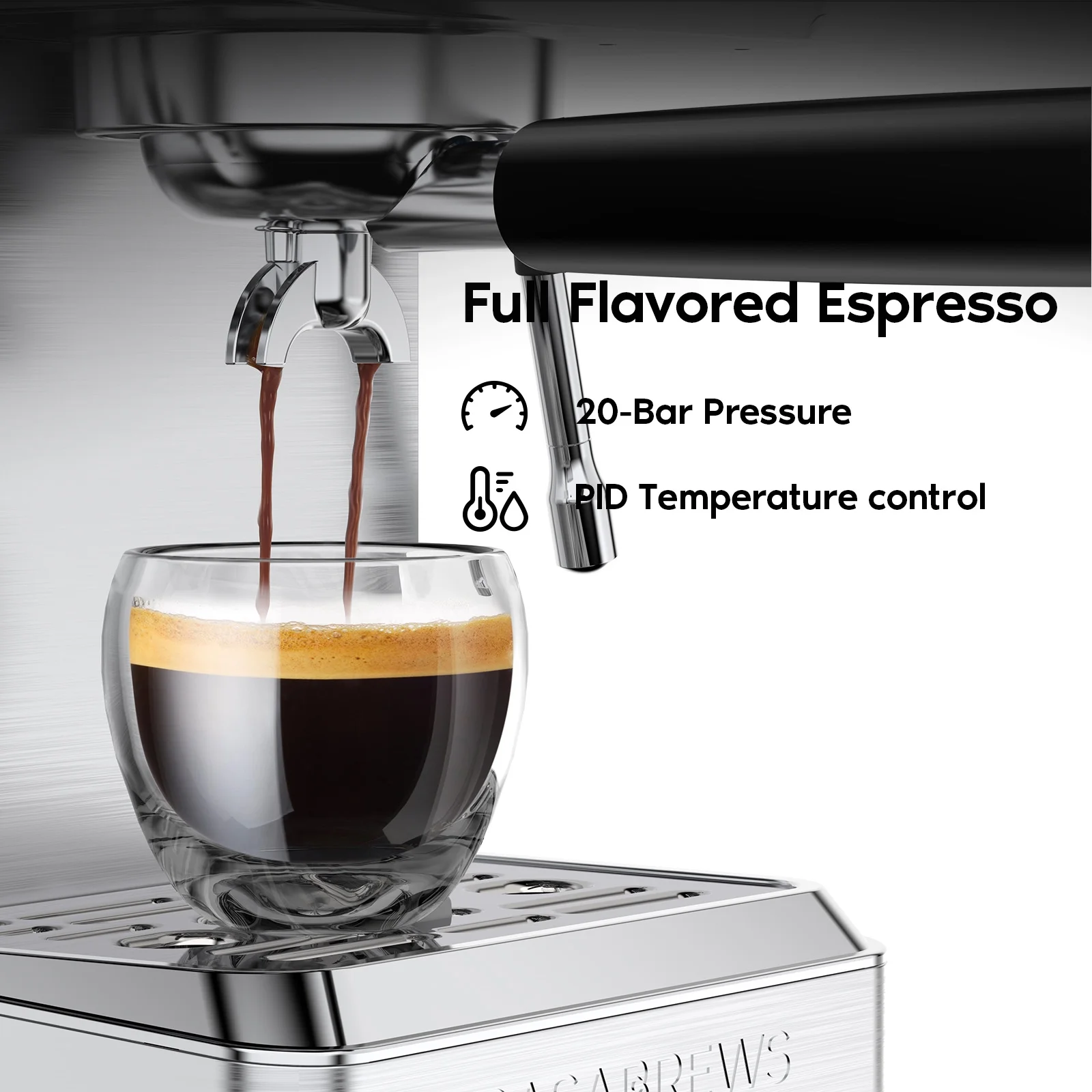 Casabrews 20 Bar Espresso Machine, One-Touch Americano Brewing, 51oz Removable Water Tank, Silver, New