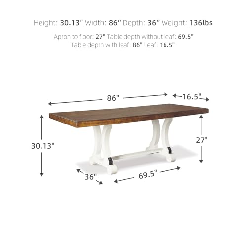 Signature Design by Ashley Valebeck Rustic Farmhouse 36" Counter Height Dining Table, Brown & White