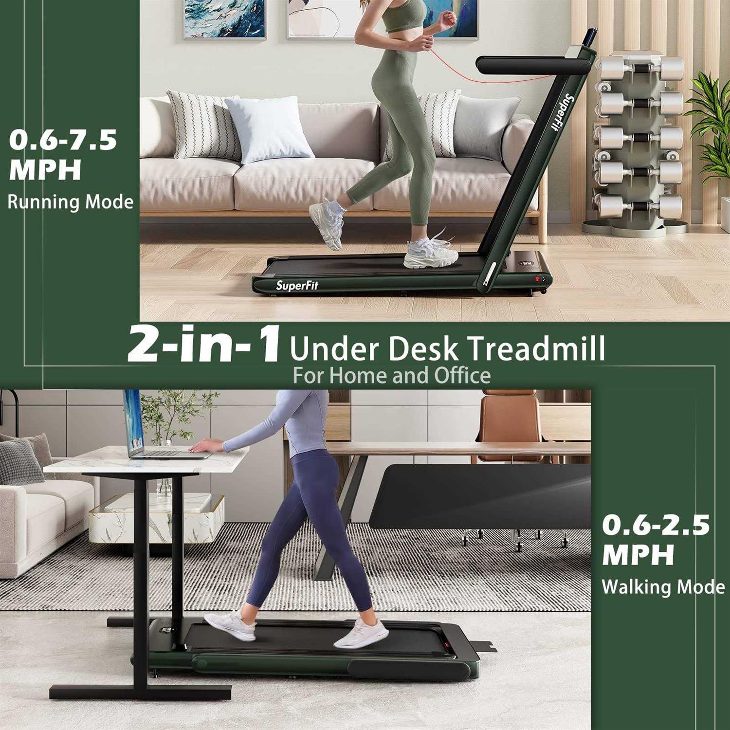 Goplus 2 in 1 Under Desk Treadmill 2.5HP Superfit Folding - Sports Supplies Online Store