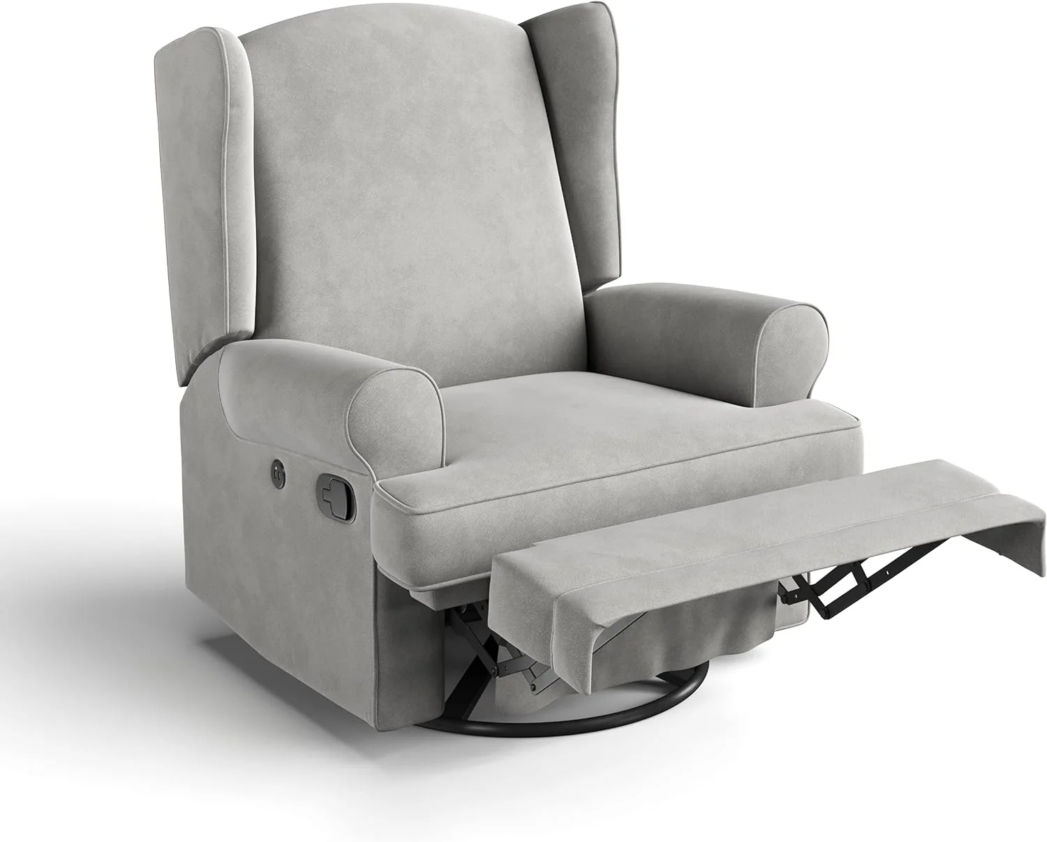 Storkcraft Serenity Wingback Children's Nursery Recline Glider with USB, Steel