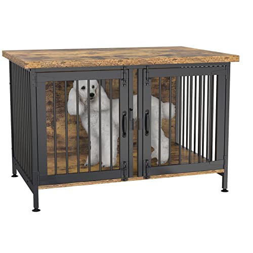 GDLF Double Dog Crate with Divider for 2 Small or 1 Dog, Furniture Style Kennel Indoor Cage with Removable Panel (Int.dims:36.2”Wx24.5”Dx21”H), Black