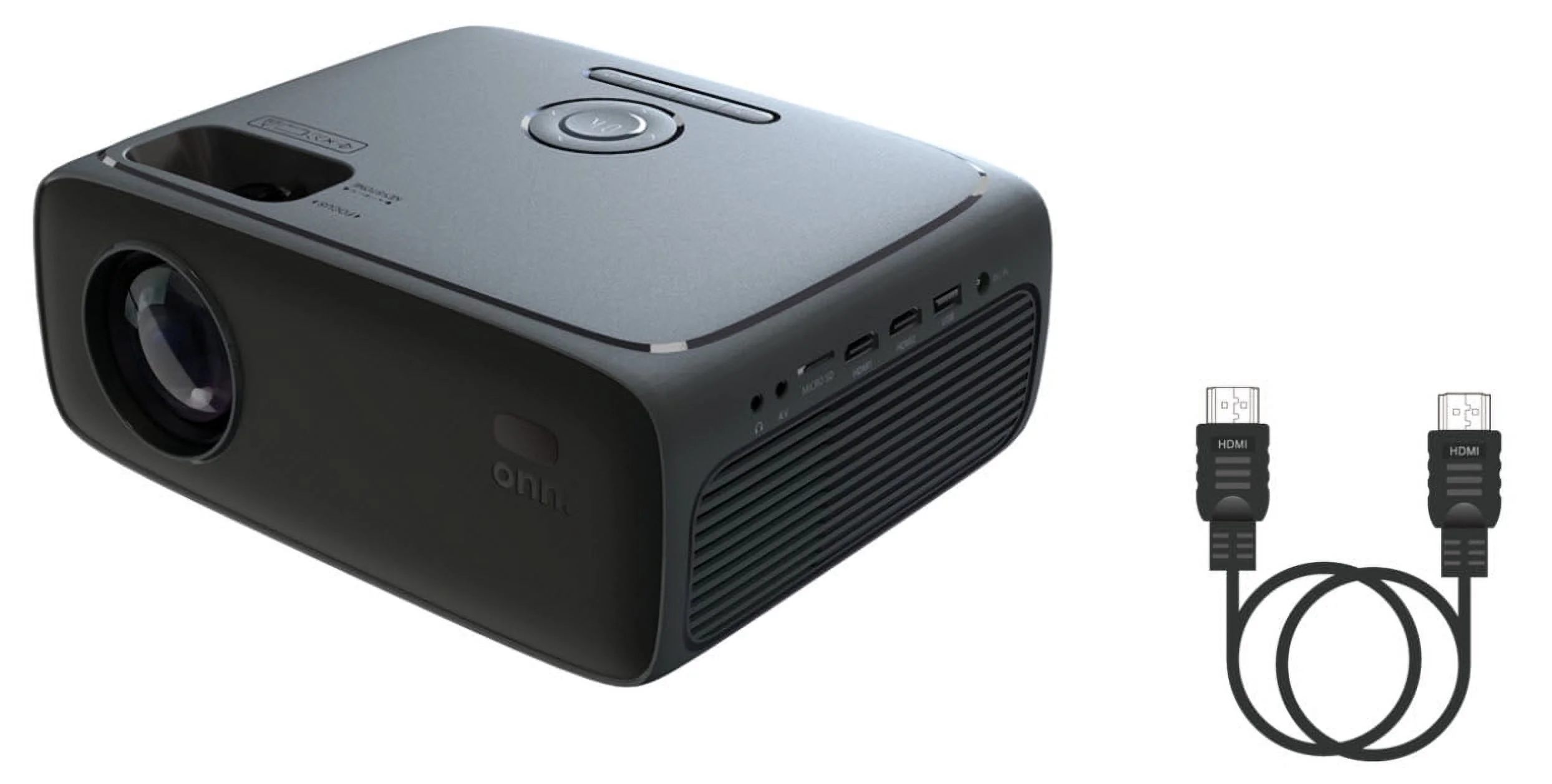 onn. 720P HD LCD Home Theater Projector with 6' HDMI Cable, Black, 100096801