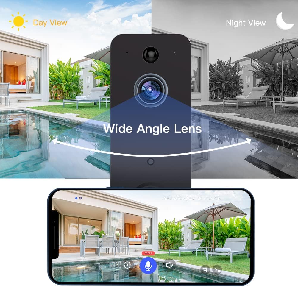 Wireless Doorbell Camera, EKEN Smart Video Doorbell Camera with PIR Motion Detection, Cloud Storage, HD Live Image, 2-Way Audio, Night Vision