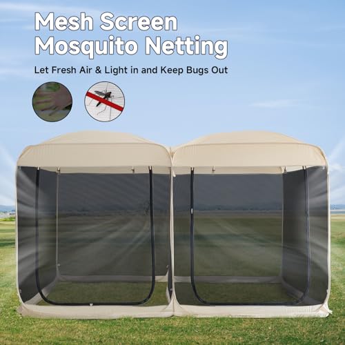 Alvantor Screen House Gazebo, 6-10-15 Person Pop Up Igloo Screened Canopy Tent with Mosquito Netting Sides