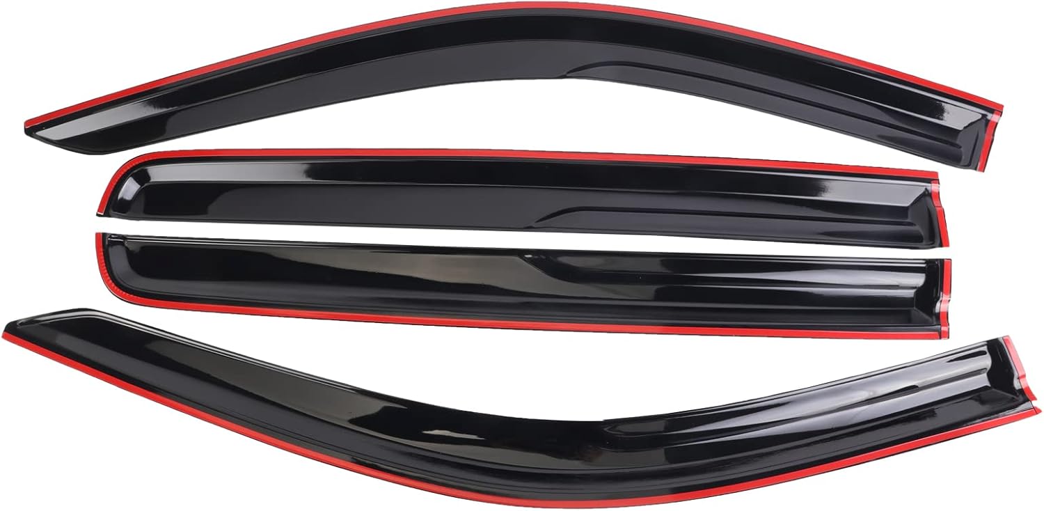 AUTOTOP 4PCS Tape On Dark Smoke Window Deflectors Sun Rain Vent Guard for 2019-2020 Chevy Silverado Crew cab Pack of 2