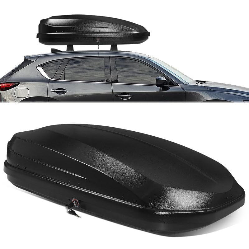 12.7 cu. ft. Rooftop Cargo Carrier ABS Lockable Heavy Duty Hard Shell Waterproof Car Roof Rack Luggage Carrier 55 x 34.5 x 14 Inches Black Textured