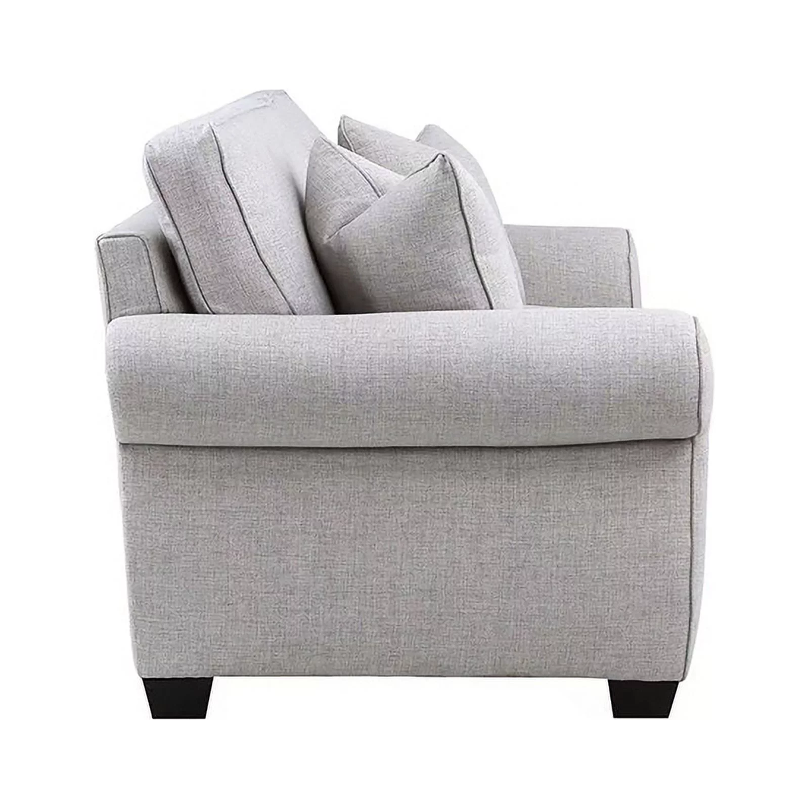 Pemberly Row Transitional Fabric Loveseat with Rolled Arms in Cream