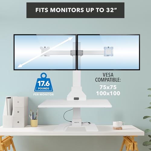 Mount-It! Electric Standing Desk Converter - Motorized Sit-Stand Desk Riser with Monitor Mount
