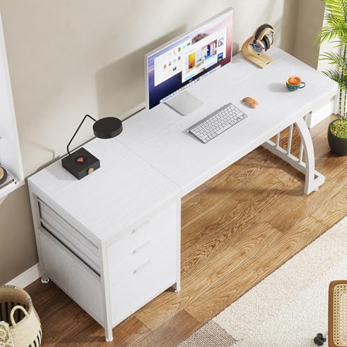 Tribesigns Computer Desk with 3 Drawers, 59-Inch PC Desk with Reversible Drawers