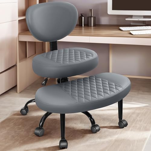 Ergonomic Cross Legged Office Chair with Wheels - Adjustable Height for Meditation, ADHD Desk & Yoga - Wide Criss Cross Design with Lumbar Support