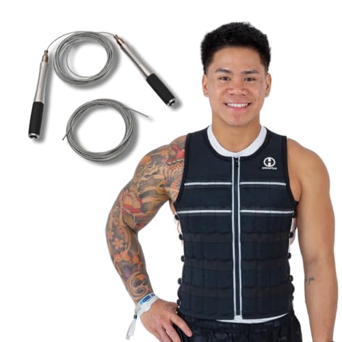 Hyperwear Hyper Vest ELITE adjustable fitness weighted vest speed jump rope bundle for high intensity training