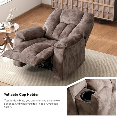 Phoenix Home Manual Recliner Chair for Adults with Massage and Heat, Overstuffed Fabric Reclining Chair