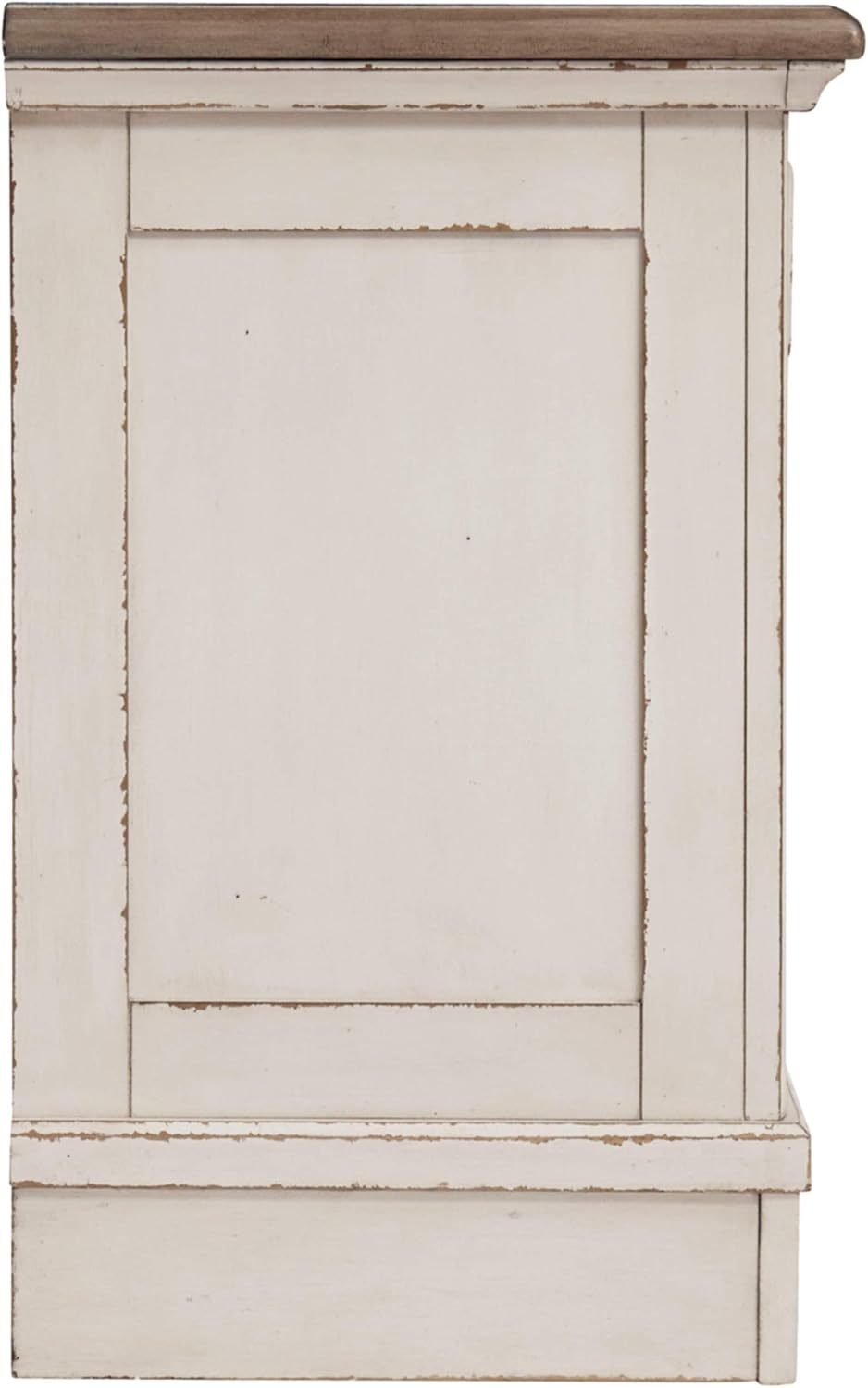 Signature Design by Ashley Realyn French Country 3 Drawer Nightstand with Electrical Outlets & USB Ports, Chipped White