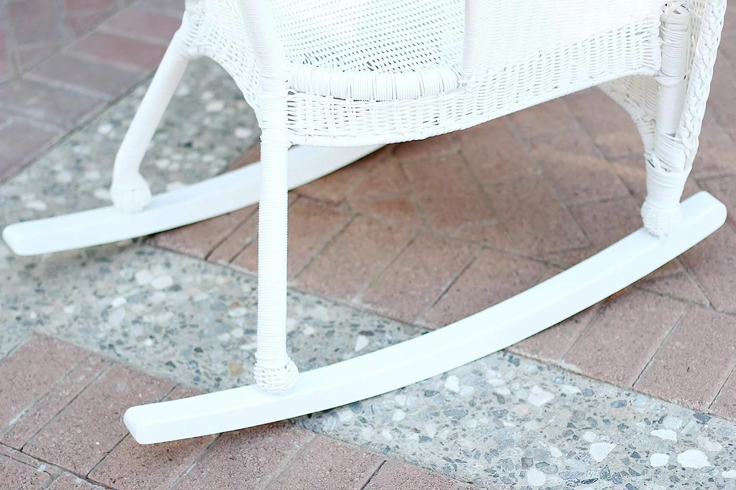 Jeco W00206R-B-2 White Rocker Wicker Chair - Set 2