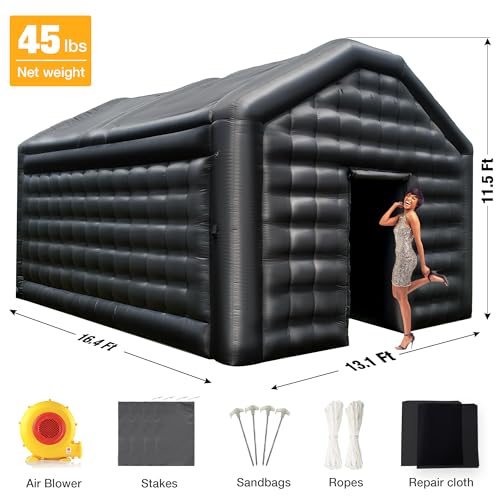 Small Black Inflatable Night Club 16.4x13x11.5Ft Disco Cube Gazebo Event House with Logo Area Portable Inflatable Party Tent for Birthday