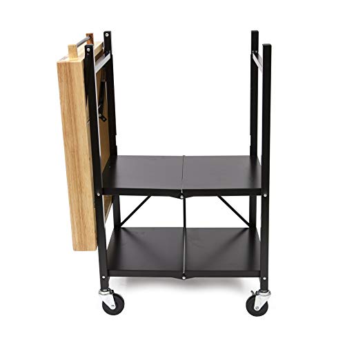 Origami Folding Kitchen Cart on Wheels, 3-Tier Foldable Rolling Cart - Chefs Outdoor Cart for Wine and Food, Microwave Cart, Plating Shelf