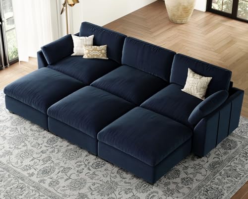 Belffin Extra Large Modular Sectional Sofa,106.3" 4-Seater L Shaped Couch,Velvet Convertible Sectional Couches for Living Room