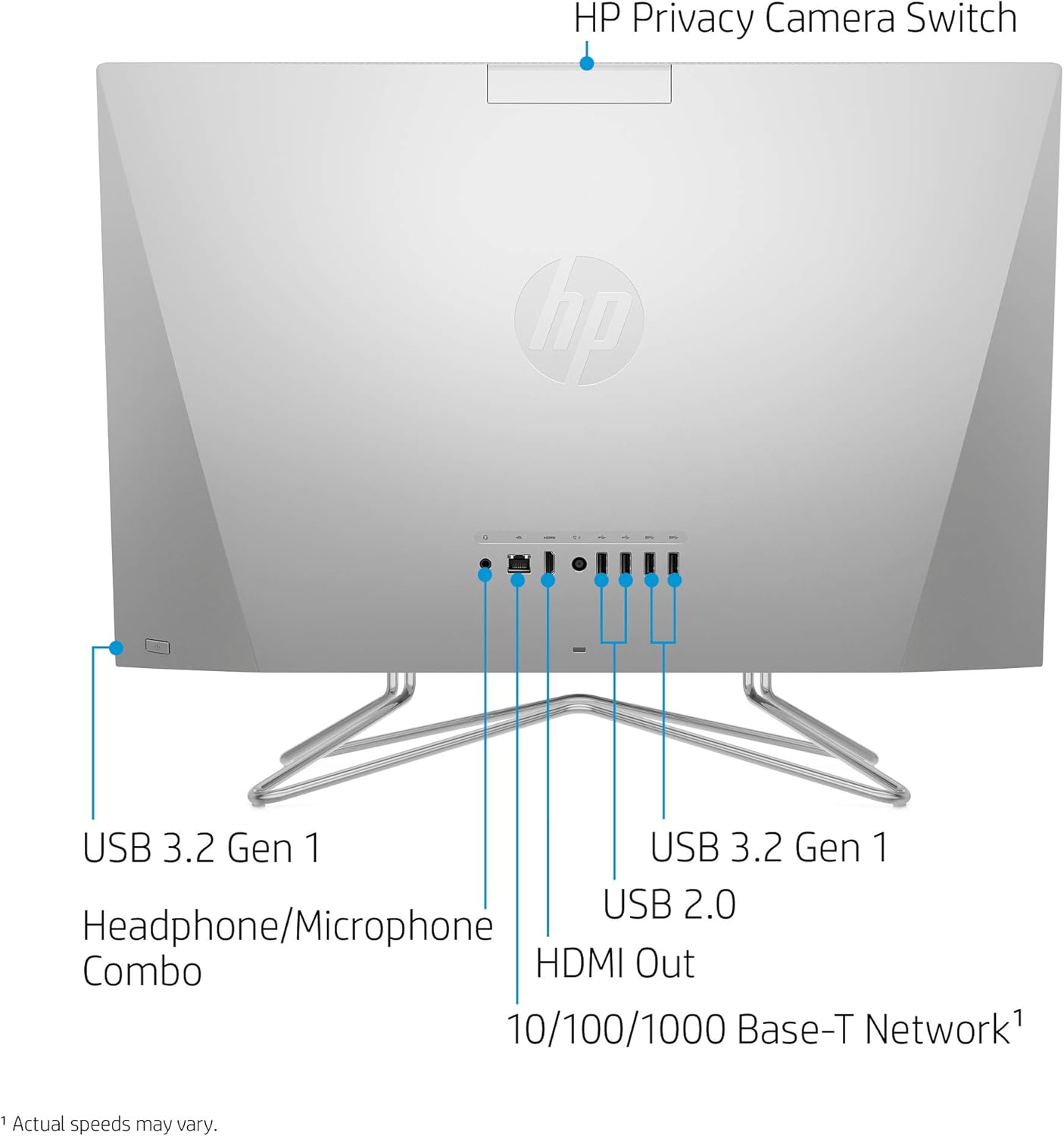 HP 24-inch All-in-One Touchscreen Desktop Computer, AMD Ryzen 5 4500U Processor, 12 GB RAM, 512 GB SSD, Windows 10 Home (24-dp0160, Silver)