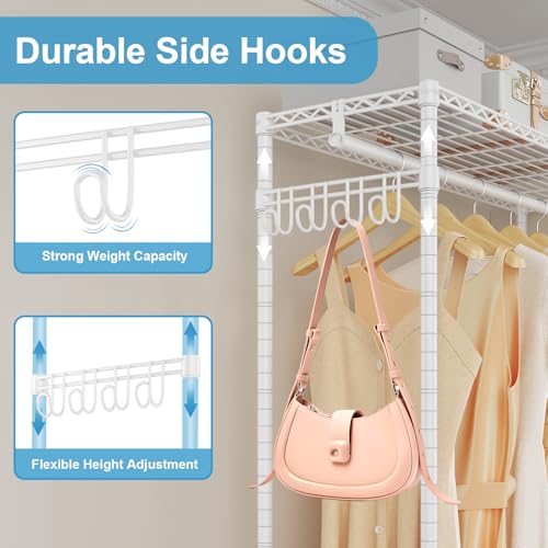 VIPEK R2C Medium Rolling Garment Rack with Cover Heavy Duty Clothes Rack Adjustable Clothing Rack for Hanging Clothes Portable Closets with Double