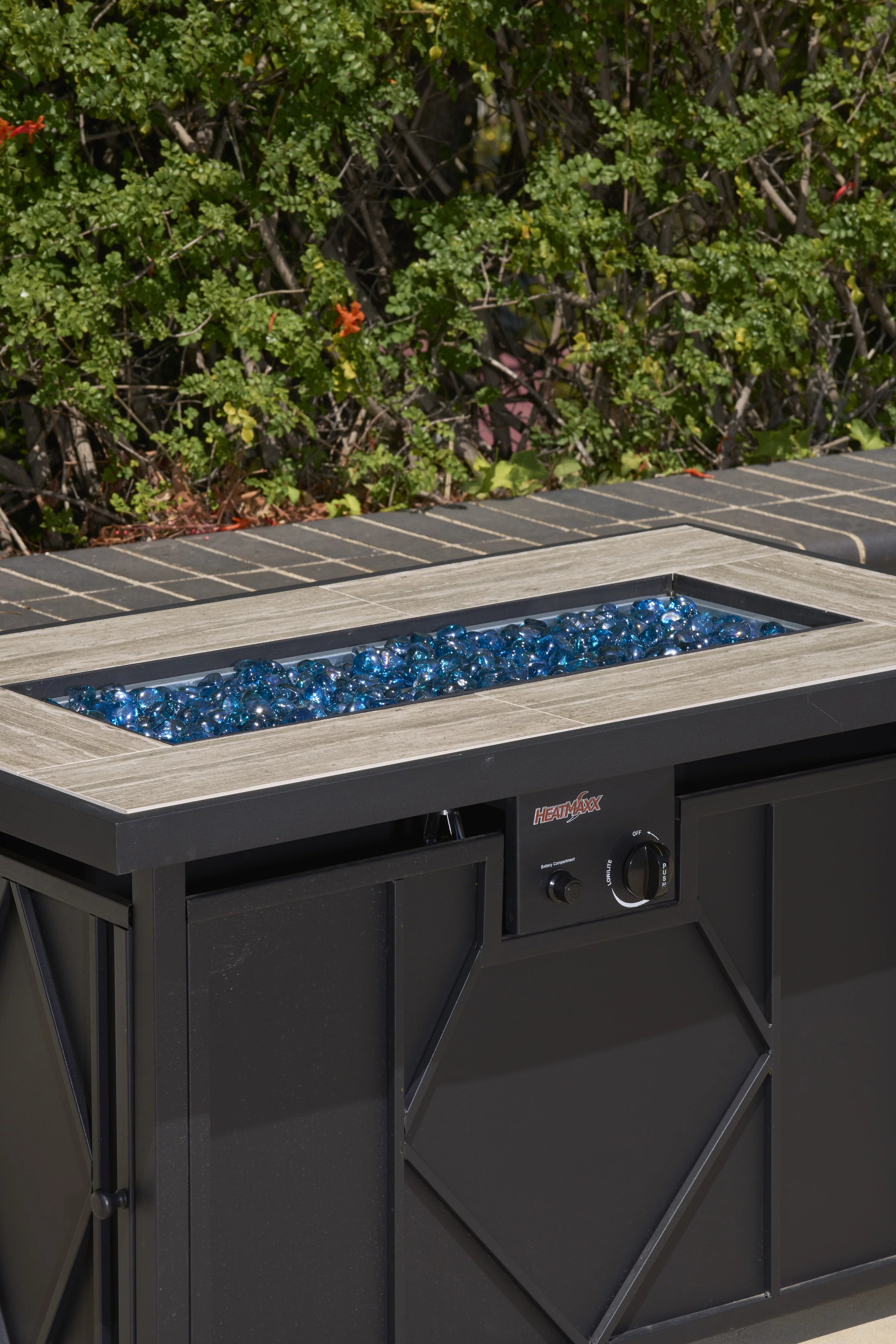 BALI OUTDOORS 42 in. 60,000BTU Fire Pit Propane Gas Fire Pit Table Rectangular Tabletop