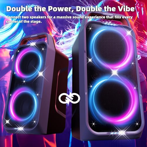 Portable Bluetooth Speaker: 240W Peak Powerful Loud Sound Deep Bass Wireless Boombox Large Subwoofer 15 Hours Battery Life Fast Charging with Led