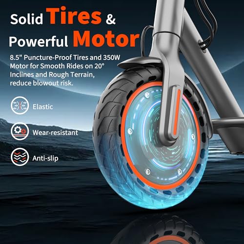 Electric Scooter for Adults with Seat, Folding Commuter E Scooter with 350W Motor, 19MPH Speed, 21 Miles Long Range, Dual Brakes, App Control