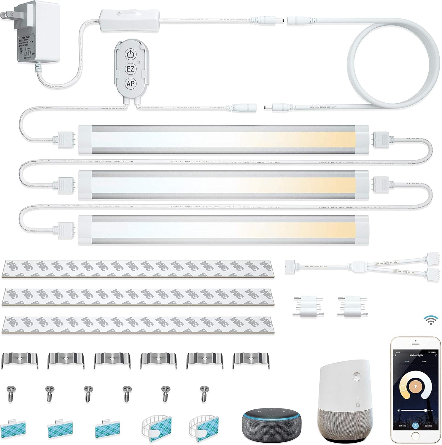 Smart Under Cabinet Lights Work with Alexa Echo, Google ,Siri, LED Light for Kitchen Shelf Counter Lighting with App