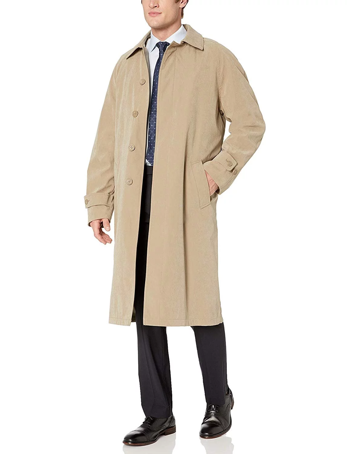 Men's Single Breasted Taupe Full Length All Year Round Raincoat 50L