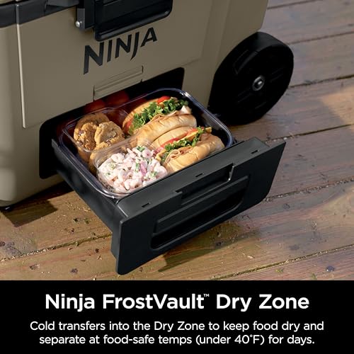 Ninja FrostVault 45qt Wheeled Cooler with Dry Zone, Integrated Fridge-Temp Dry Storage Drawer, Premium Heavy-Duty Insulated Cooler
