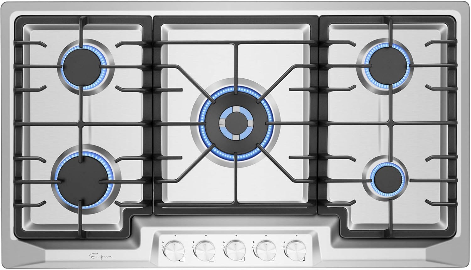 Empava Electric Stove Induction Cooktop Vertical with 2 Burners in Black Vitro Ceramic Smooth Surface Glass 120V, 12 Inch